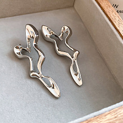 Silver Alloy Stud Earrings for Women, Heart, Silver, 60x20mm