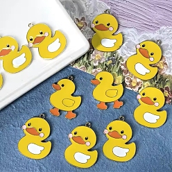 Золотой Подвески из эмали и сплава, прелести утки, золотые, 32x24x2 мм, отверстие : 2 мм