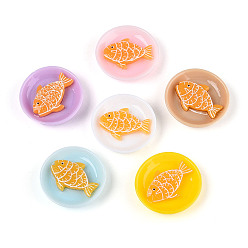 (52) Непрозрачная лаванда Непрозрачные кабошоны из смолы, имитация еды, рыба, разноцветные, 27.2~28x7.5~8 мм