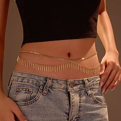 Золотой Двухслойные цепочки для талии и живота с кисточками из сплава для женщин, золотые, 716 мм