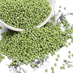 Зелено-Желтый 12/0 стакан бисер, непрозрачных цветов lustered, круглые, зеленый желтый, 2 мм, отверстие : 1 мм, Около 30000 шт / фунт