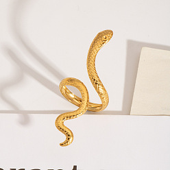 Золотой 304 открытые манжеты из нержавеющей стали для женщин, змея, золотые, 45.5 мм, внутренний диаметр: 20 мм