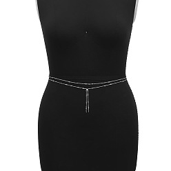 Платина Сплав двухслойная цепочка с кисточками цепи для живота, прямоугольные, платина, 680 мм