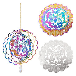 (52) Непрозрачная лаванда 2 шт. 2 цвета 201 соединительные элементы/звенья из нержавеющей стали, цветок с полой бабочкой, гравированные металлические украшения, разноцветные, 100x100x0.3 мм, отверстие : 1.5 мм, 1 шт / цвет