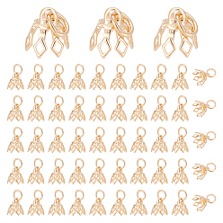 Настоящее золото 14K 60шт. подставка для цветов с латунным филигранным покрытием и держателями для бусин, 7-лепесток, реальный 14 k позолоченный, 8x8 мм, отверстие : 3 мм