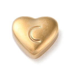 Letter C 201 Stainless Steel Beads, Golden, Heart, Letter C, 7x8x3.5mm, Hole: 1.5mm