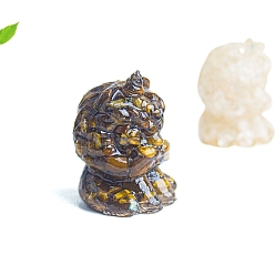 Тигровый глаз Украшение в виде льва из смолы, с натуральными чипсами тигрового глаза внутри статуй для украшения домашнего офиса, 39x37x53 мм