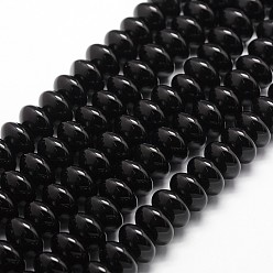 Black Onyx Бусины из натурального черного оникса, класс А, окрашенная и подогревом, рондель, 16x10 мм, отверстие : 1 мм, около 38 шт / нитка, 15.16 дюйм ~ 15.35 дюйм