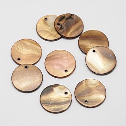 Peru Dyed Natural Flat Round Shell Pendant, Peru, 25x2mm, Hole: 2mm