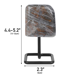 Gemstone Естественное украшение дисплея gemstone, с железной подставкой для демонстрации, украшение для рабочего стола по фэн-шуй для домашнего офиса, самородки, 110~130 мм