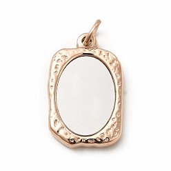 Rose Gold PVD Vacuum Plating 304 Stainless Steel Pendants, with Jump Rings, Rectangle, Rose Gold, 23x14.5x3mm, Hole: 4mm