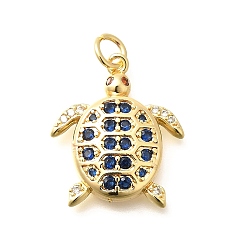 Настоящее золото 18K Латунные микро проложить кубического циркония подвески, черепаховые чары, с целью перехода в кольце, стойки покрытие, долговечный, без свинца и без кадмия, реальный 18 k позолоченный, 20.5x17.5x4 мм, отверстие : 3 мм