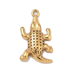 Золотой 304 подвески из нержавеющей стали, крокодил очарование, ионное покрытие (ip), долговечный, золотые, 30.5x17.5x4 мм, отверстие : 2 мм