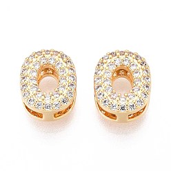 Letter O Латунные микропаве из прозрачного кубического циркония, буквы, без никеля , Письмо O, 9.5x8x5 мм, отверстие : 4.5 мм