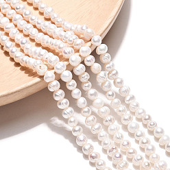 Кремово-белый Нити из натурального культивированного пресноводного жемчуга, картофель, кремово-белые, 4~5x4~6 мм, отверстие : 0.6 мм, около 43~45 шт / нитка, 7.09 дюйм (18 см)