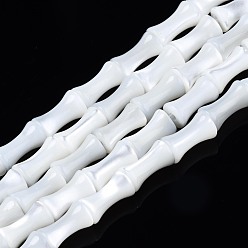 Белый Натуральная оболочка из трохидных оболочек, отбеливатель, бамбуковую палку, белые, 7x4 мм, отверстие : 1 мм, около 58 шт / нитка, 15.94 дюйм (40.5 см)