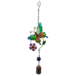 Orchid Butterfly Iron Pendant Decorations, Wind Chime, for Garden Hanging Decorations, Orchid, 410mm
