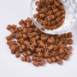 Chocolate 6/0 Glass Bugle Beads, Baking Paint, Chocolate, 3.5~5x3.5~4mm, Hole: 1mm, about 4500pcs/bag