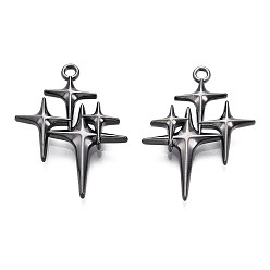 Черный Цвет Металла Стойки подвески обшивки сплава, без кадмия и без свинца, звезда, металлический черный , 29.5x23x3.2 мм, отверстие : 1.8 мм