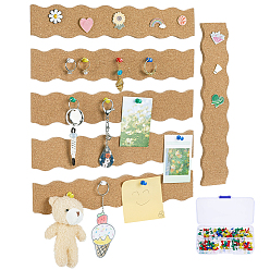 Светло-коричневый 6шт. прямоугольные самоклеящиеся пробковые изоляционные листы, с 100шт. пластиковыми штифтами для ящиков, загар, 302x57x10.5 мм