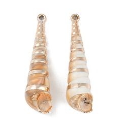 Сэнди Коричневый Покрытие акриловые подвески, с имитацией оболочки, формы раковины, песчаный коричневый, 68.5x18x17.5 мм, отверстие : 2 мм