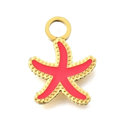 Морская звезда 304 из нержавеющей стали шармы эмали, ионное покрытие (ip), реальный 14 k позолоченный, морская звезда, 13x10x1 мм, отверстие : 2.4 мм