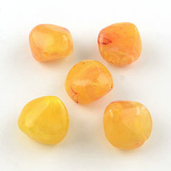 Золотистый Наггетсы имитация драгоценных камней акриловые бусины, золотые, 25x24x17 мм, Отверстие : 3 мм , около 84 шт / 500 г