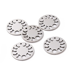 Нержавеющая Сталь Цвет Не тускнеющие 201 подвески из нержавеющей стали, лазерная резка, фаза луны, цвет нержавеющей стали, 23x1 мм, отверстие : 1.8 мм