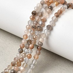 Лунный Камень Натуральный лунный камень бисер нитей, граненые, круглые, 3 мм, отверстие : 0.7 мм, около 70 шт / нитка, 7.87'' (20 см)