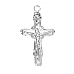 Нержавеющая Сталь Цвет Пасхальные 304 кулоны из нержавеющей стали, подвеска в виде креста-распятия, цвет нержавеющей стали, 37x20 мм