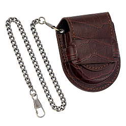 Bronze Antique Pochette à montre en cuir PU, gousset à chaîne en fer, bronze antique, 80.5x66x34mm