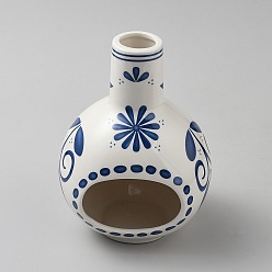 Blue Floral Pattern Porcelain Incense Holder, Aromatherapy Burner for Home & Meditation, Blue, 140x130x190mm