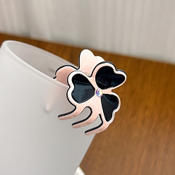 Pink Заколки для волос с когтями из ацетата целлюлозы (смола), клевер, розовые, 35x27 мм