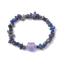 Средно-синий Гальванические браслеты с шестиугольной призмой из натурального кварца, расшитые бисером, для женщин, светло-синий, внутренний диаметр: 2-1/8 дюйм (5.5 см)