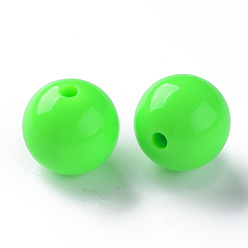 Lime Opaque Acrylic Beads, Round, Lime, 16x15mm, Hole: 2.8mm, about 220pcs/500g