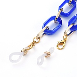 Mixed Color Eyeglasses Chains, Neck Strap for Eyeglasses, with Imitation Gemstone Style Acrylic & Aluminium Paperclip Chains, Alloy Lobster Claw Clasps and Rubber Loop Ends, Mixed Color, 29.25 inch(74.3cm)