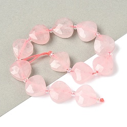 Розовый Кварц Природного розового кварца нитей бисера, слеза, граненые, с бисером, 12x12x5~6 мм, отверстие : 1 мм, около 12 шт / нитка, 6.69'' (17 см)