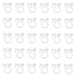 Clair Conclusions de boucle d'oreille en plastique, avec boucle, pour oreilles non percées, clair, 11x10x3.5mm, Trou: 0.9mm, s'adapter pour 5 mm strass