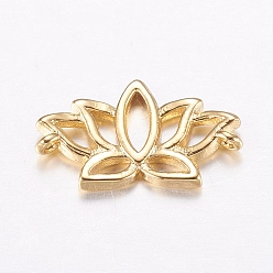 Золотой Соединители из латуни с микропаве и кубическим цирконием, цветок, золотые, 9x16x2 мм, отверстие : 1 мм