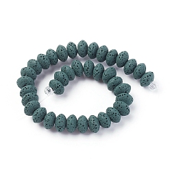 Dark Slate Gray Natural Lava Rock Beads Strands, Dyed, Rondelle, Dark Slate Gray, 9x5~5.5mm, Hole: 2mm, about 37 pcs/Strand, 7.87 inch(20cm)