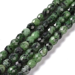 Ruby in Zoisite Natural Ruby in Zoisite Beads Strands, Faceted, Barrel, 6x6mm, Hole: 1mm, about 62pcs/strand, 15.16''(38.5cm)