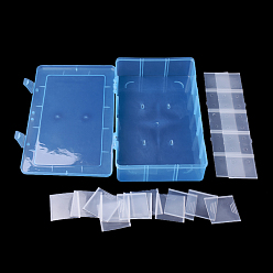 Dodger Blue Plastic Bead Storage Containers, Adjustable Dividers Box, Removable 15 Compartments, Rectangle, Dodger Blue, 27.5x16.5x5.7cm