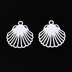 Белый 430 подвеска из нержавеющей стали, окрашенная распылением, подвески в форме ракушек, белые, 13x12x0.3 мм, отверстие : 1.2 мм