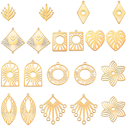 Золотой 20 шт. 10 стили латунные филигранные соединительные элементы звенья и подвески, полый, разнообразные, золотые, 25~43x16~36x0.4~0.5 мм, отверстие : 1~4.5 мм, 2 шт / стиль