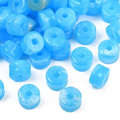 Deep Sky Blue Two-Color Opaque Acrylic Imitation Gemstone Beads, Column, Deep Sky Blue, 12x8mm, Hole: 3mm, about 526pcs/500g