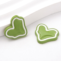 Yellow Green Spray Painted Acrylic Cabochons, Heart, Yellow Green, 20x22mm