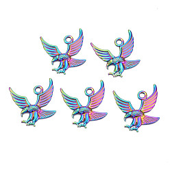 Rainbow Color Ion Plating(IP) 304 Stainless Steel Pendants, Eagle, Rainbow Color, 35.5x30x3mm, Hole: 3.5mm
