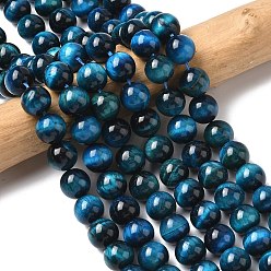 Тигровый глаз Природных тигровый глаз бисер нитей, окрашенная и подогревом, круглые, 10 мм, отверстие : 1 мм, около 38~39 шт / нитка, 15.1 дюйм (38.5 см)