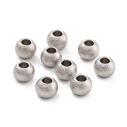 Нержавеющая Сталь Цвет Не тускнеет 201 бусины из нержавеющей стали, круглые, цвет нержавеющей стали, 5x4 мм, отверстие : 2 мм