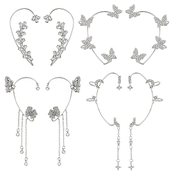 Платина 8 шт. 8 стили серьги-манжеты из сплава со стразами, с высоким чувством изгиба, платина, 57~111x37.5~54 мм, 1 шт / стиль